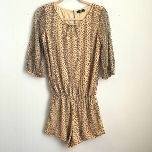 NWT Lotus Threads fully beaded 3/4 sleeve scoop neck cocktail romper sz S